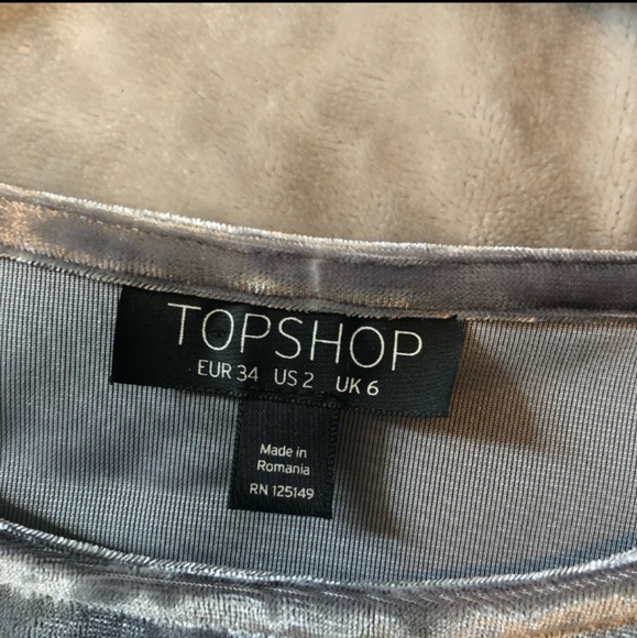 NWT Topshop Grey Cutout Crushed Velvet Dress, Size 6 - Picture 4 of 5